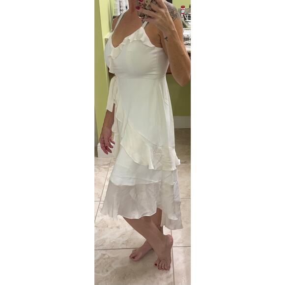 Parker Santana Ivory Summer Ruffle Sleeveless Dress $328 NWT Pearl Sold Out XS - Picture 4 of 12